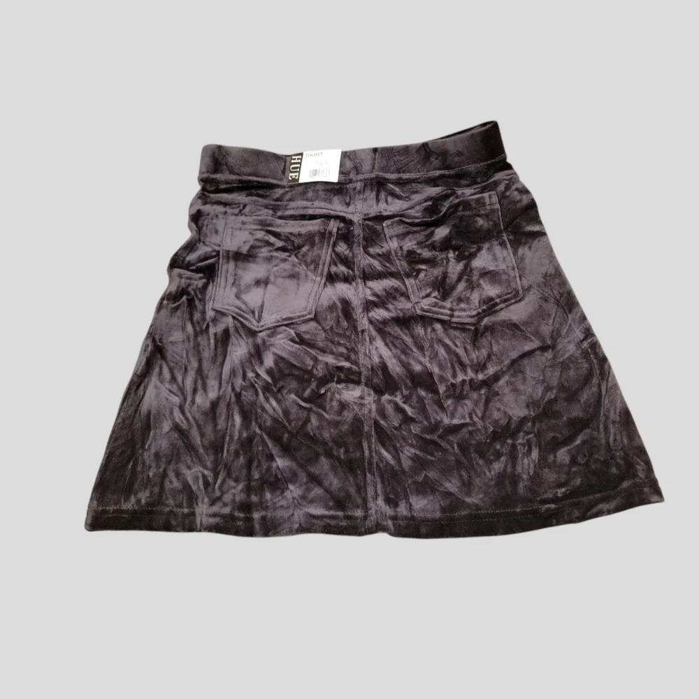 NEW Hue Women Black Cotton Crushed Velvet Mini Skirt Size XS (0-2) T46